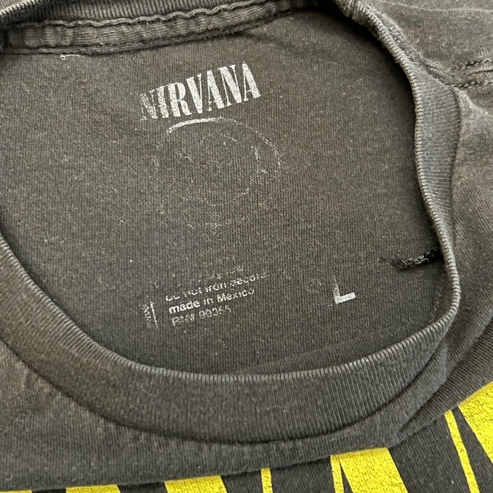 NIRVANA Charcoal Tee with Vibrant Yellow Design - Picture 4 of 4